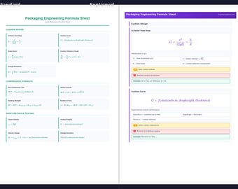 Folha de fórmulas de engenharia de embalagens – Design de amortecimento, compressão, teste de queda (Download em PDF)