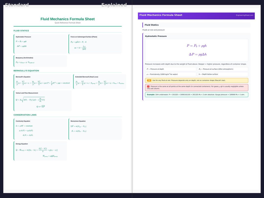 Fluid Mechanics Formula Sheet - Formula Sheet | PDF Download - Etsy