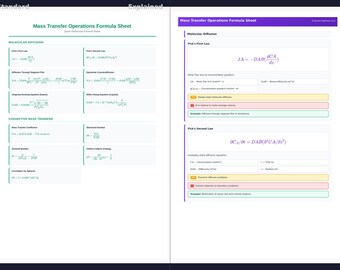 Fórmulas para operações de transferência de massa (Download em PDF)