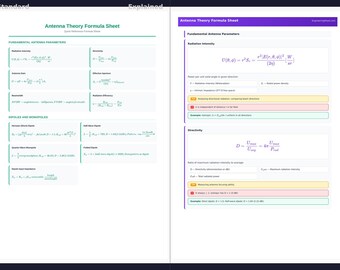 Fórmulas da Teoria de Antenas - Formulário | Download em PDF