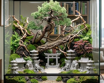Japanese Zen Garden Aquarium Decor, Torii Gate, Pagoda, Miniature Aquascaping Architecture, Reptile Safe