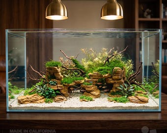 Aquarium Rock Arch Decor Set, Fish Tank Cave, Heavy Stable Aquascape Centerpiece