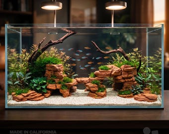 Red Canyon Aquarium Cave Arch Set, Fish Tank Decor, Betta Hideout, Shrimp Shelter