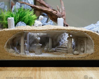 Aquarium/Terrarium Ancient Ruins Cave Hideout, Betta Shrimp Shelter, Greek Roman Aquascape Decor Set