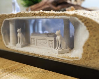 Aquarium Egyptian Underground Cave Set, Betta Fish & Shrimp Hideout, Ancient Egypt Aquascape Terrarium Decor