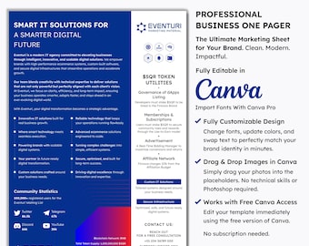 Company Flyer Template | Business Overview One Pager | Executive Summary Sheet | Corporate Marketing | Canva Editable