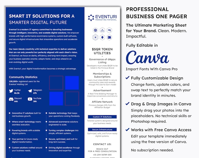 Printable Event One Pager | Brochure Template | Pre-made E-Mail Flyer | Promo DIY Template Design | Canva