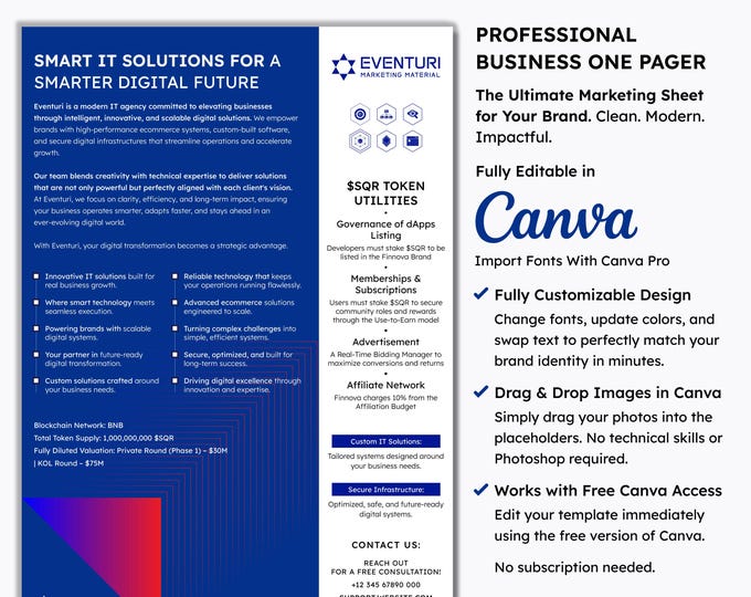 Editable Professional Flyer | Canva Template | Marketing Material Pager | Corporate Sheet | Social Media Kit | Fintech