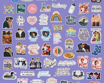 Klistermärken med het rivalitet i hockey, klistermärken med romantik i Hollanov-stil, klistermärken med rolig kärlek, gåva till bokfan (set med 20 och 60 tickers)