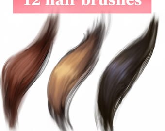 Zestaw pędzli do włosów Procreate Realistyczne pędzle do włosów Pędzle teksturujące do obrazów cyfrowych