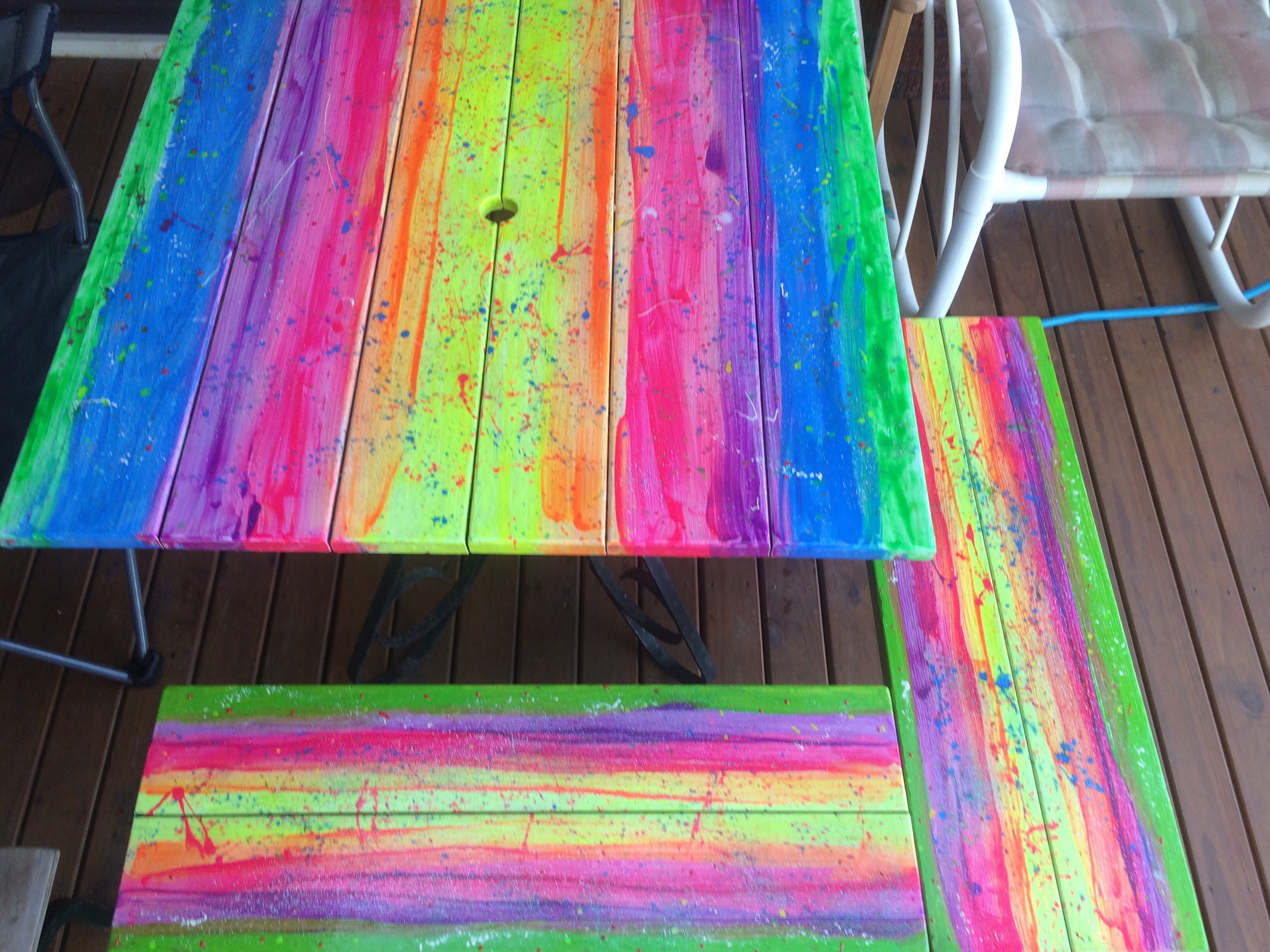 Rainbow Furniture Art Colourful Hand Painted Bright Outdoor Etsy