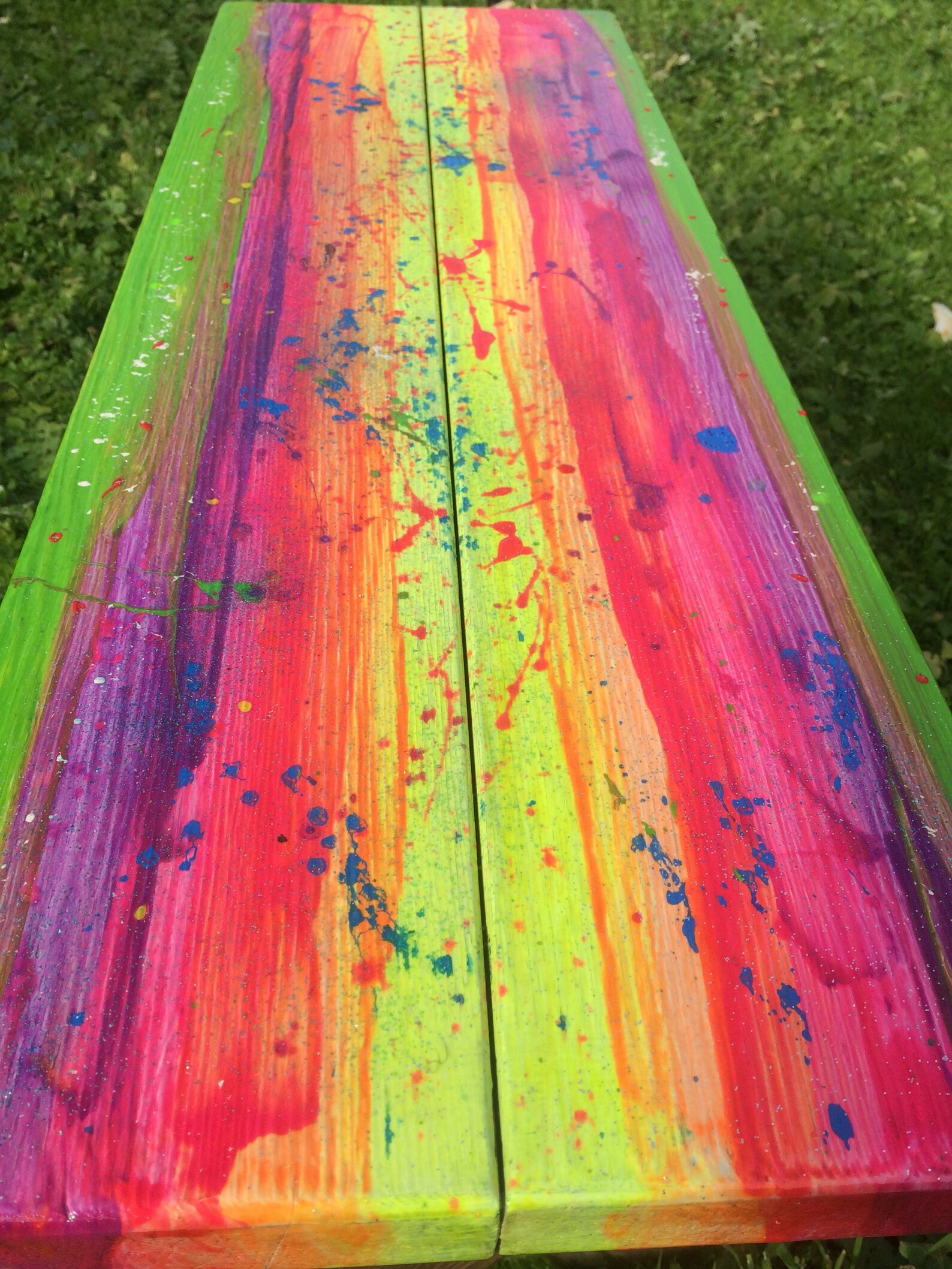 Rainbow Furniture Art Colourful Hand Painted Bright Outdoor Etsy
