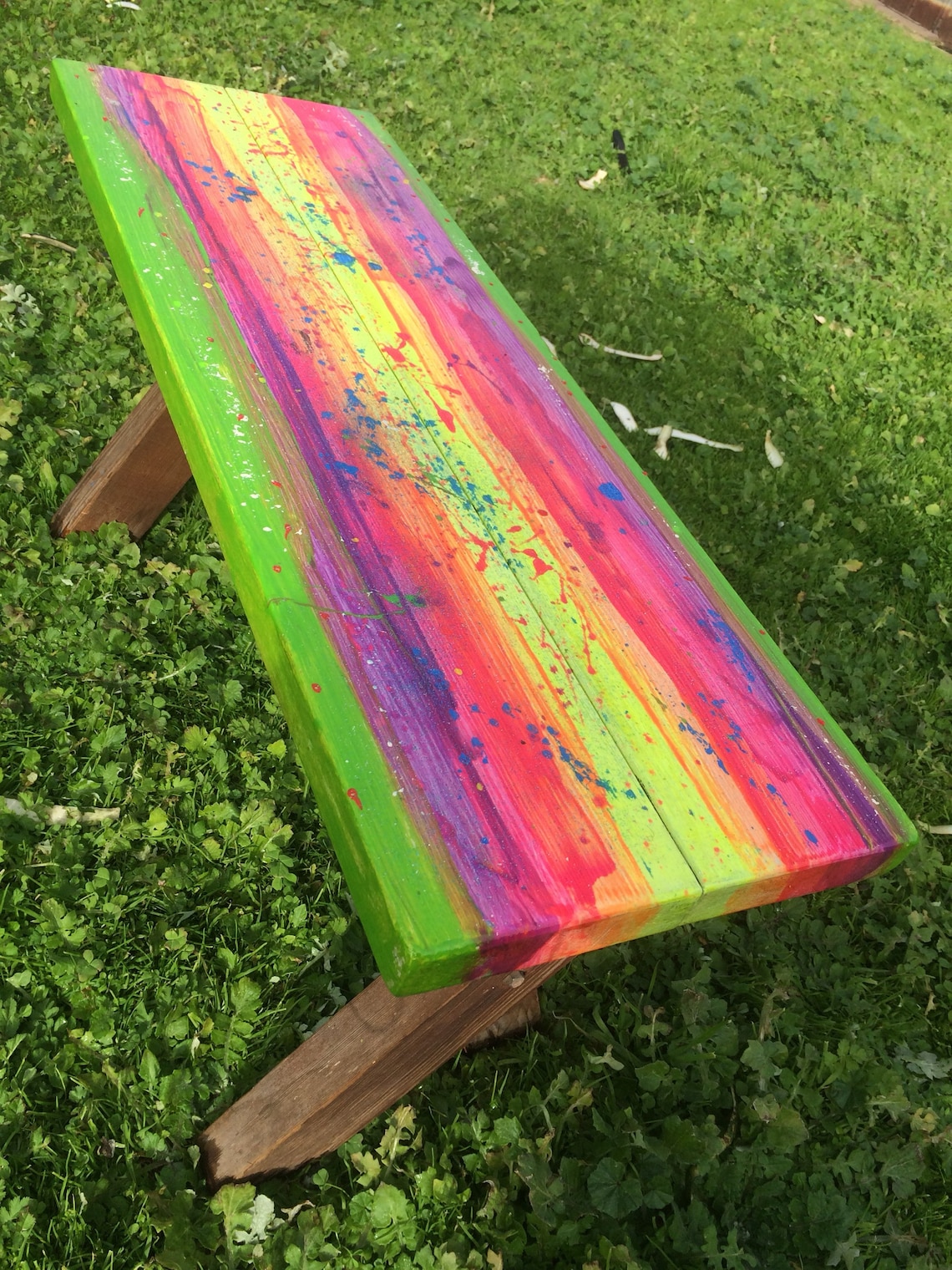 Rainbow Furniture Art Colourful Hand Painted Bright Outdoor Etsy