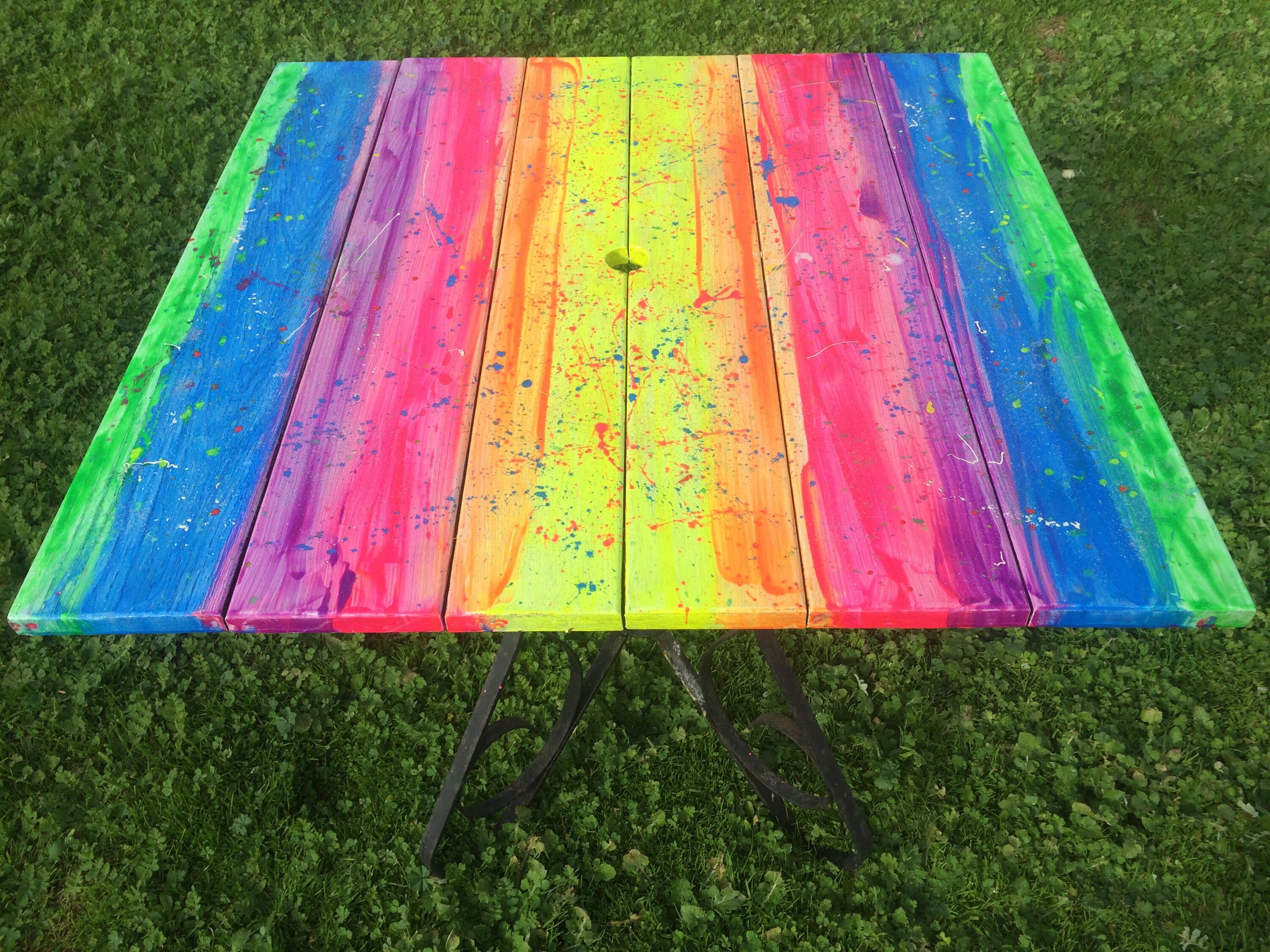 Rainbow Furniture Art Colourful Hand Painted Bright Outdoor Etsy
