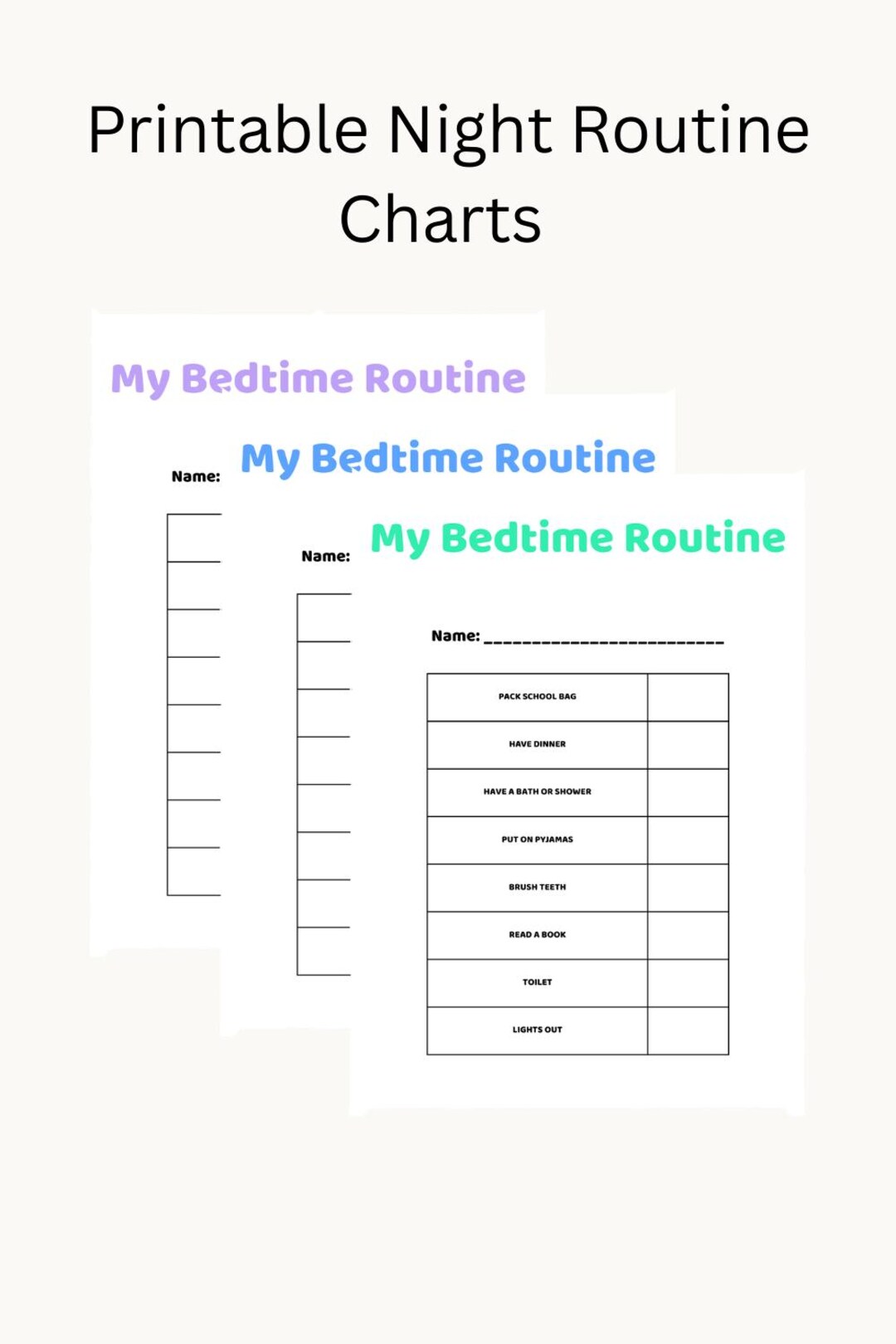 Bedtime Routine Chart Printable for Kids | Evening Routine Checklist ...