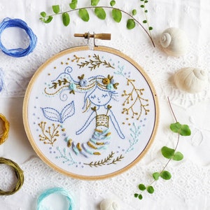 Mermaid Dreams - Craftily creative, Mermaid Embroidery kit,  Gift idea, Embroidery Hoop Art, Diy Kit, Tamar Nahir