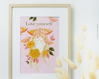 Love Yourself - Wall décor, Botanical Poster, Modern Wall Decor, Living room wall art, Illustration, Wall Hangings, Print