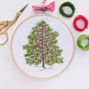 Christmas Tree Hand Embroidery Kit Winter Christmas Embroidery, Christmas Diy Kit, Diy Gift, Christmas Hoop Art,Christmas Decor Embroidery image 1