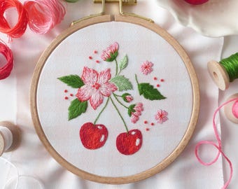 Süße Kirschen - Stickdatei, Kirschen Stickerei, Sommer Stickdatei, DIY Geschenk, Weihnachtsstickerei