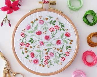 Christmas Flowers - Winter Christmas Embroidery, Christmas Diy Kit, Diy Gift, Christmas Hoop Art,Christmas Decor Embroidery
