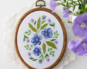 Purple Blossom - Flowers Embroidery kit, Leaves embroidery, Botanical embroidery, Botanical Art, Spring, Flowers Blossom kit