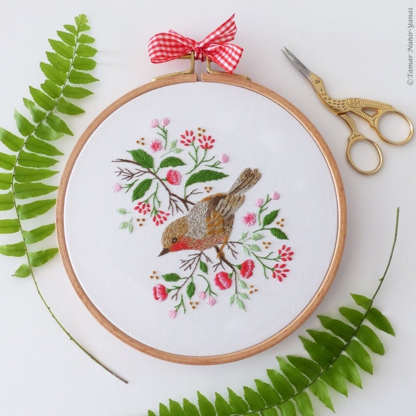 Christmas Robin Bird - Embroidery Art Kit, Creative Diy, Craft Kit, Christmas Embroidery Gift, Wall Art Embroidery, Winter Decor Diy