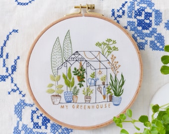 Greenhouse - Plant Embroidery, Embroidery kit, Flowers embroidery, Botanical embroidery, Botanical Art, Easter Embroidery, My Greenhouse