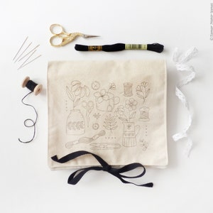 Embroidery To-go Bag - Werkzeug und Vase (schwarzes Garn enthalten)