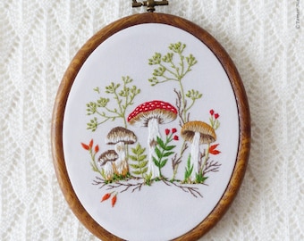 Forest Mushrooms - Embroidery Kit, Mushrooms Embroidery, Autumn Embroidery, Needle, Fairytale Decor, Quilt Pattern, Toadstool