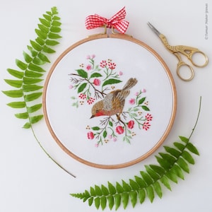 Weihnachten Rotkehlchen Vogel - Stickerei Art Kit, Kreatives Basteln, Weihnachtsstickerei Geschenk, Wand Kunst Stickerei, Winter Dekor