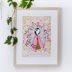 Hello Beautiful World - Décoration de la maison, Décoration murale, Impression d’hiver, Art mural du salon, Illustration
