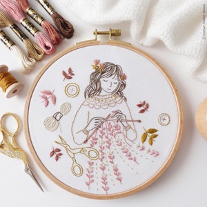 Knitted Dreams - Embroidery Art Kit, Creative Diy, Craft Kit, Christmas Embroidery Gift, Wall Art Embroidery, Winter Decor Diy