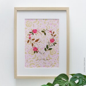Blumenherz - Wand kunstdruck, Raum Dekor, Illustration Kunst, Romantik