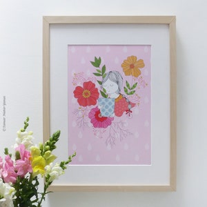 ガーデンレディ - 植物画、アートポスター、室内装飾、花柄、壁アート、アートポスター、イラスト
