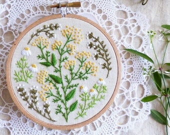 Green Garden - Green wall art, Hand Embroidery, christmas gift for Mom, Embroidery kit, Wall Art, Embroidery Hoop Art, Embroidery design