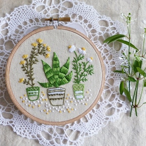 Houseplants Embroidery art, Christmas decoration, Craft kit, Embroidery kit, Diy kit, Diy embroidery kit, Kit broderie, Tamar Nahir image 1