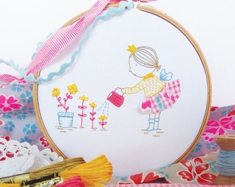 Happy little fairy - Embroidery Kit, Hand embroidery