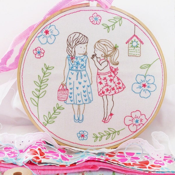 Two Girls and a Secret - Baby girl nursery ideas, Christmas ideas, Embroidery kit, Crafts to make, Girl nursery wall décor, embroidery art