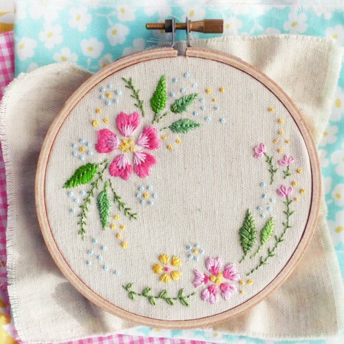 Circle of Flowers Embroidery Kit DIY Kit Hand Embroidery Etsy UK