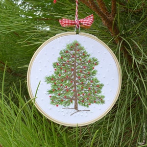 Christmas Tree Hand Embroidery Kit Winter Christmas Embroidery, Christmas Diy Kit, Diy Gift, Christmas Hoop Art,Christmas Decor Embroidery image 5