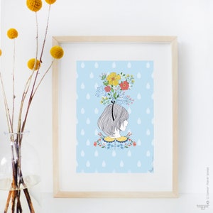 Blume botanische illustrierte Druck, Wandkunst - Blumen Lady - Home Decor, Gartenarbeit Geschenk, Garten Abbildung, botanische illustration