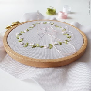 LOVE Valentine's day, Wedding Embroidery Hoop, DIY Embroidery, Craft ideas, Gift for Valentines Day, bullion stitch image 2