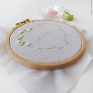 LOVE Valentine's day, Wedding Embroidery Hoop, DIY Embroidery, Craft ideas, Gift for Valentines Day, bullion stitch image 4