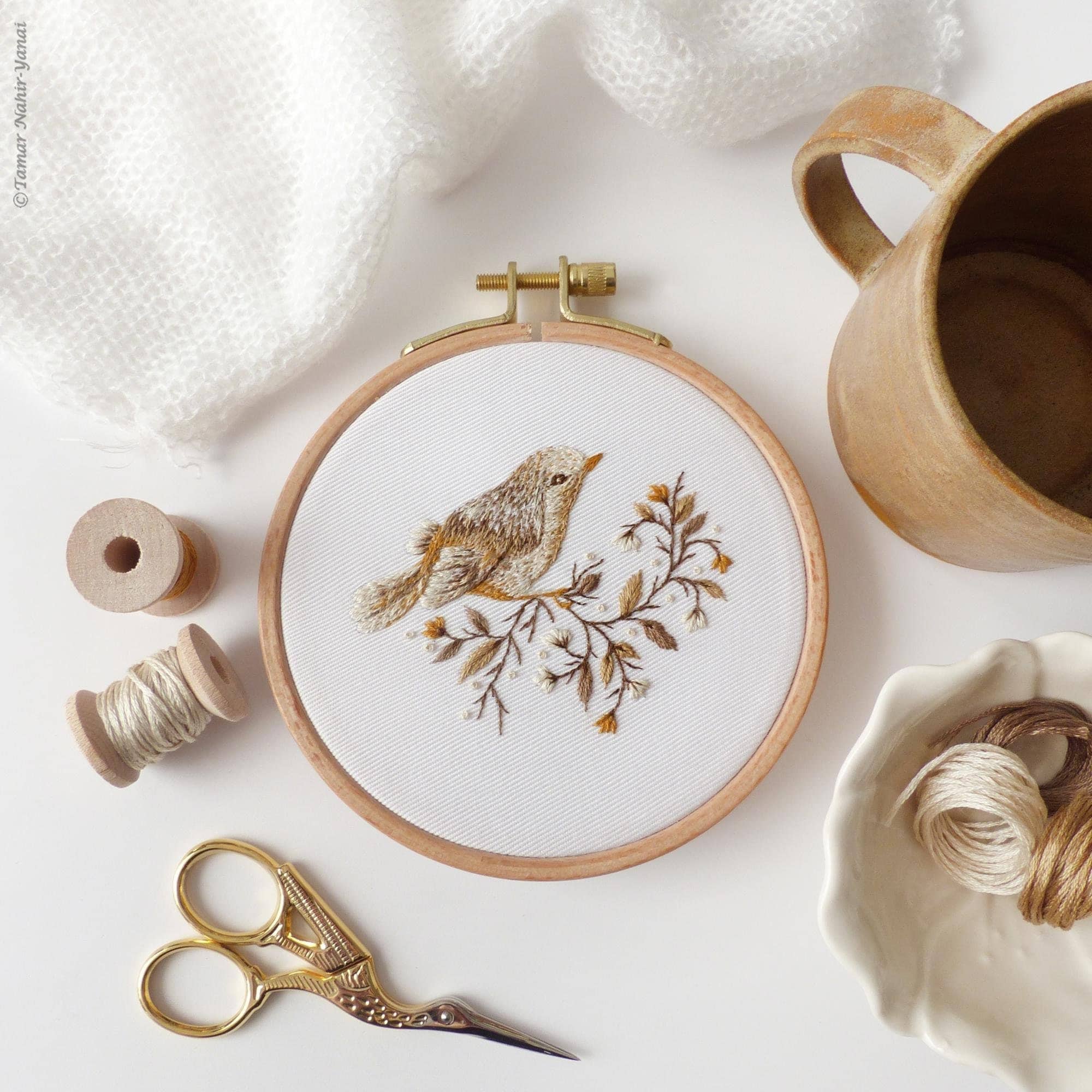 Faune Embroidered Wren - Vintage White | Marigold Modern Kids