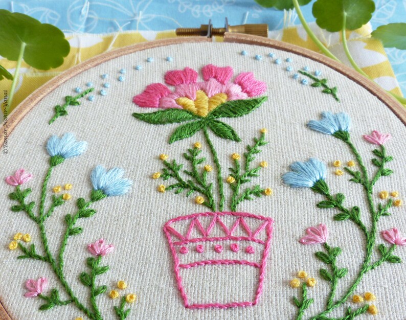 Hand Embroidery Kit Embroidery Hoop Art Wall Art Flowerpot Etsy
