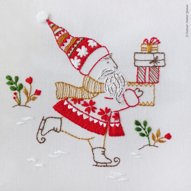 Dashing Santa Borduurkunstpakket, creatief doe-het-zelf, knutselpakket, kerstborduurcadeau, borduurwerk aan de muur, winterdecor DIY afbeelding 4