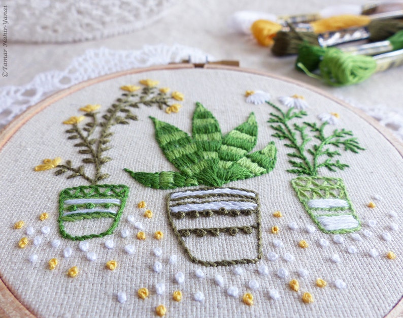 Houseplants Embroidery art, Christmas decoration, Craft kit, Embroidery kit, Diy kit, Diy embroidery kit, Kit broderie, Tamar Nahir image 4