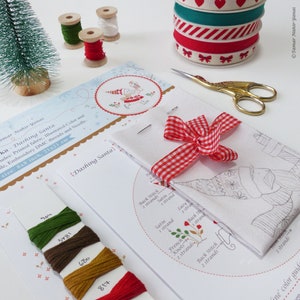 Dashing Santa Borduurkunstpakket, creatief doe-het-zelf, knutselpakket, kerstborduurcadeau, borduurwerk aan de muur, winterdecor DIY afbeelding 5