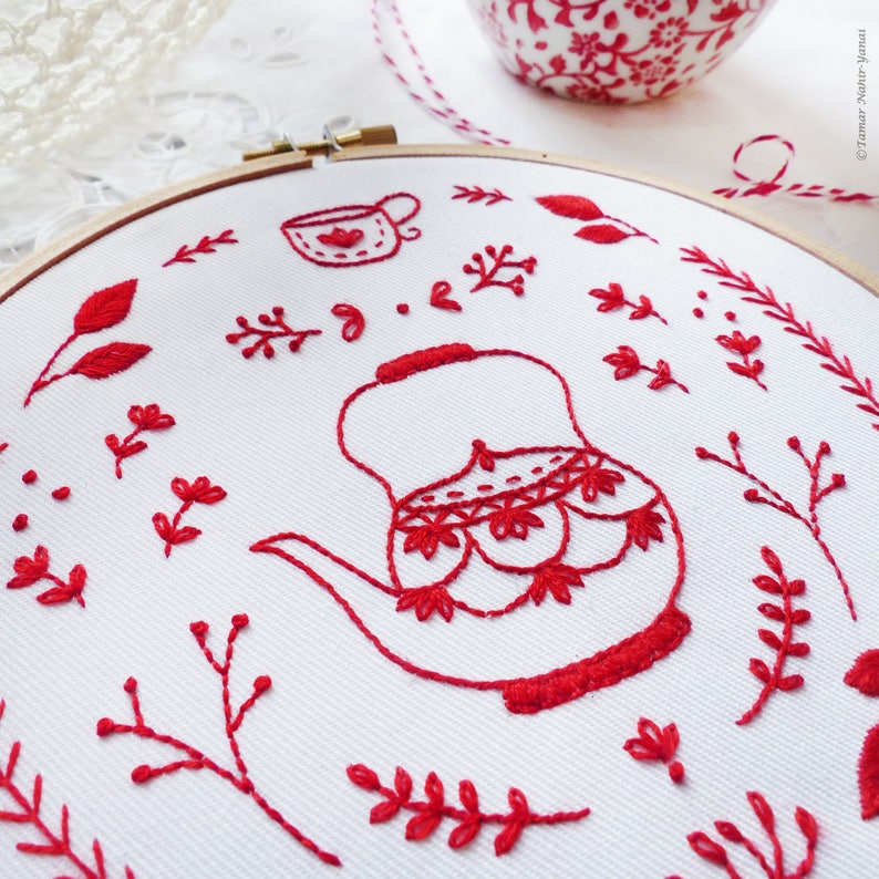 Redwork embroidery Embroidery hoop art Embroidery kit Etsy