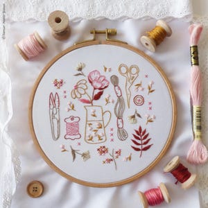 Verktyg och trådar - Broderikit, Kreativt gör-det-själv, Hantverkskit, Väggkonstbroderi, Verktygskonst, Hantverksrum, Handgjord väggbonad i studio